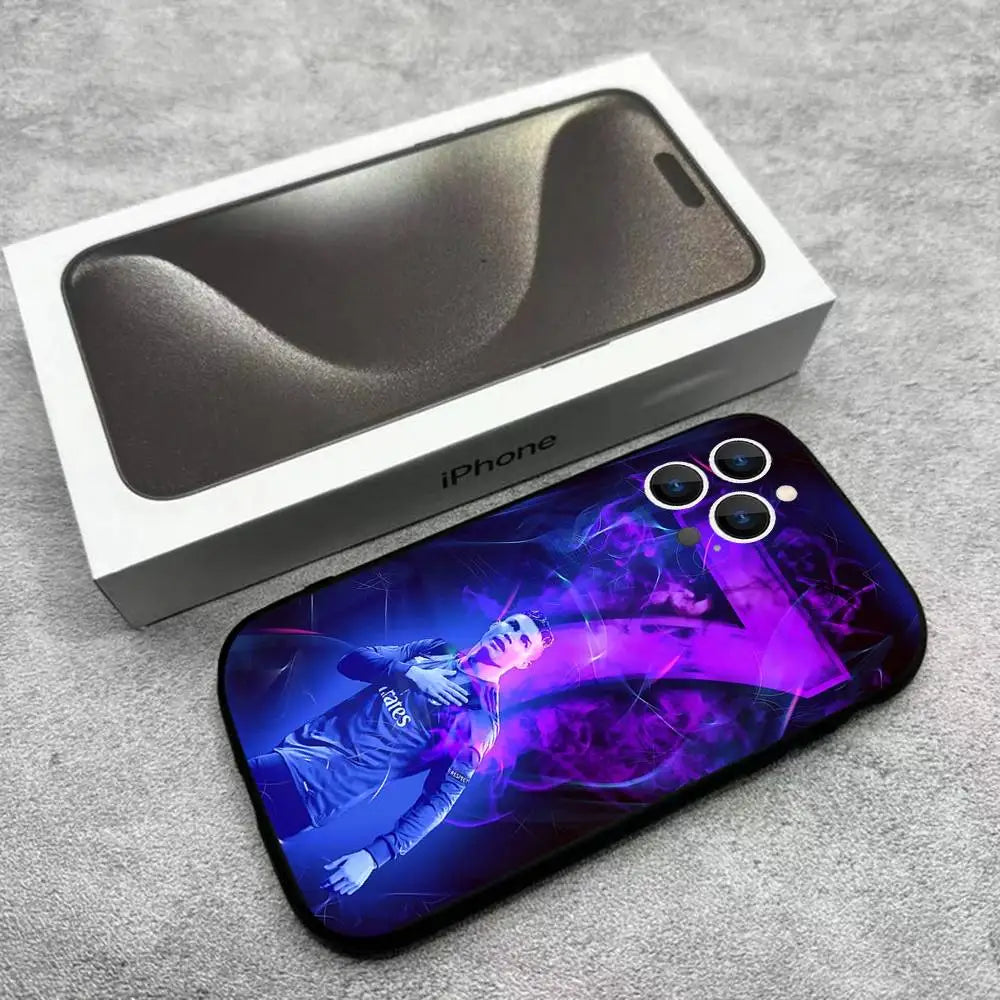 R-Ronaldo Cool CR7 Phone Case For iPhone 17,16,15,14,13,12,Pro,Max,Plus,E,SE4,Air,Mini Black Soft Box
