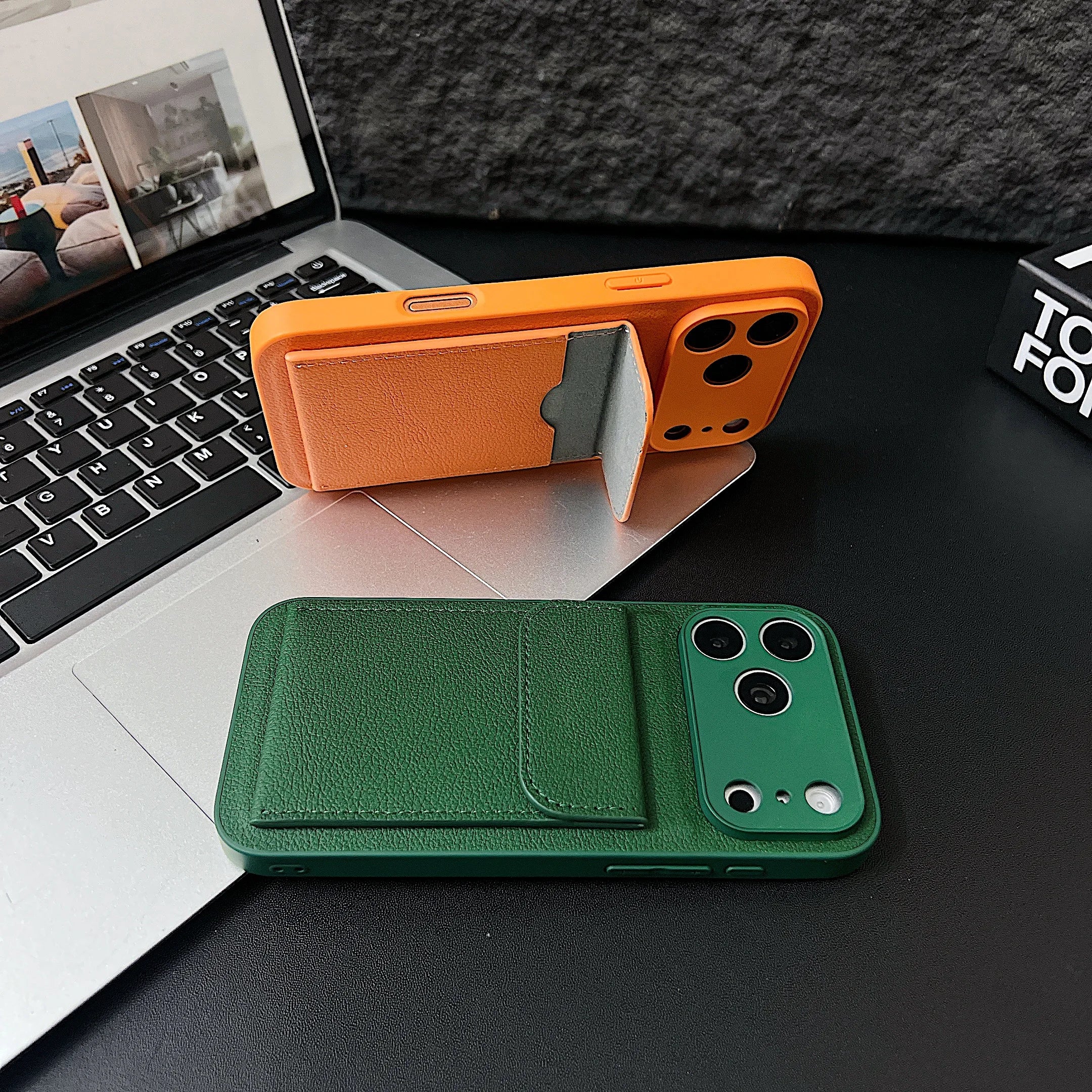 luxury Leather Card Holder Wallet Case For iPhone 11 12 13 mini 14 15 16 E 17 Pro Max 8 7 Plus X Camera Lens Protection Cover