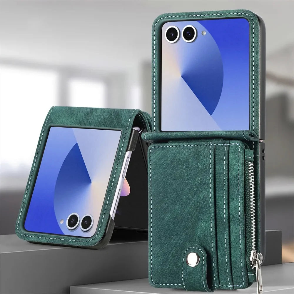 2 in 1 Detachable Leather Wallet Cover For Samsung Galaxy Z Flip 7 fe 6 5 4 3 Flip7 Flip6 Flip5 5G Phone Case with Card Holder
