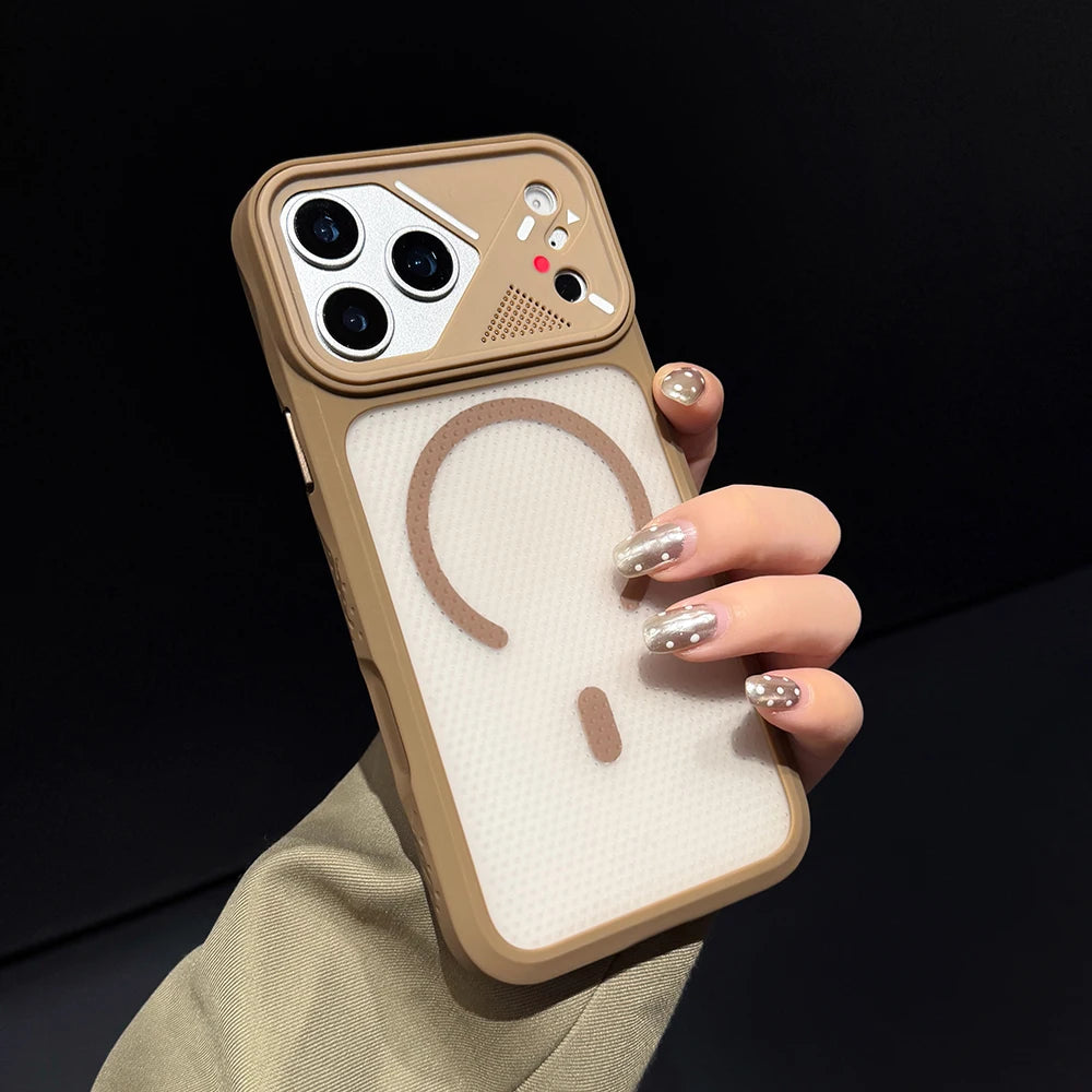 Luxury Armor Magnetic Phone Case For iPhone 17 13 12 14 16 15 Pro Max Plus For Magsafe Acrylic Heat Dissipation Shockproof Cover