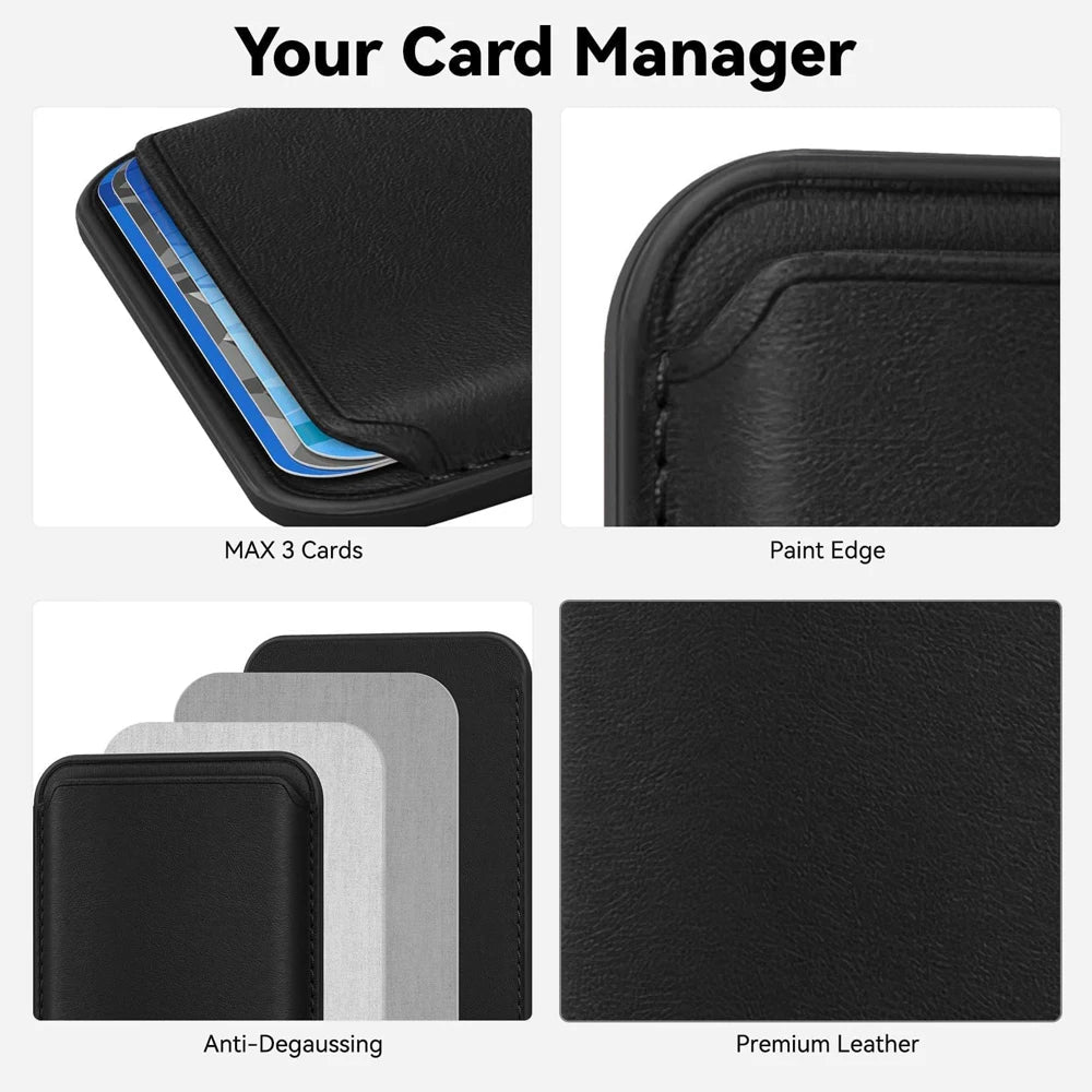 For Magsafe Leather Wallet Case For iPhone 17 16 15 Pro Max 14 Plus 13 12 Samsung Card Holder with Magnetic Leather Bag Covers