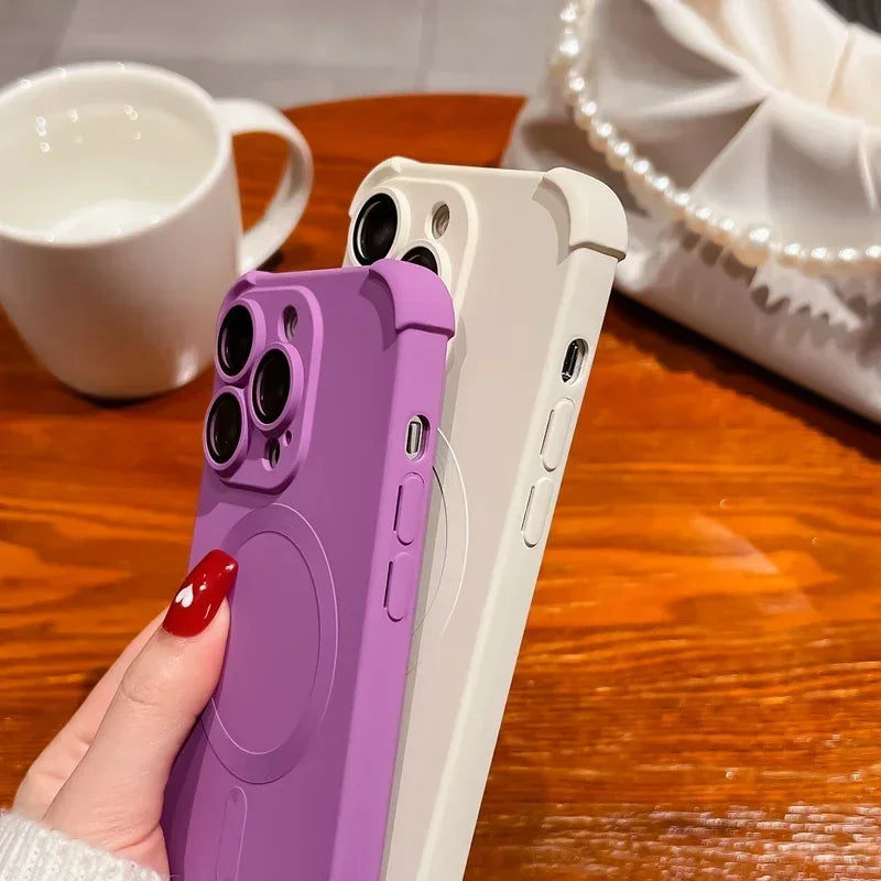 Lens Protect Phone Case For iPhone 17 Air 13 15 14 16 12 Pro Max Plus Magsafe Wireless Charge Magnetic Liquid Silicone Cover