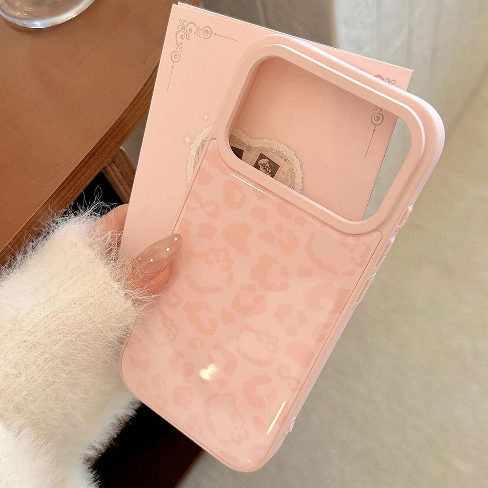 Cute Kitten Pink Leopard Print Pattern Phone Case for iPhone 17promx 17 16 15 14 17Pro Max 13 Pink Bumper Edge Shockproof Cover