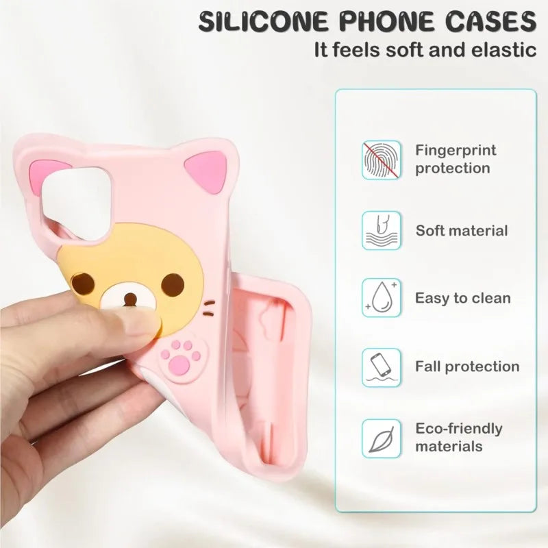 Rilakkuma Cat Bear For Samsung Galaxy A15 A14 A53 A54 S20 FE S22 S23 S24 Plus Silicone Soft Cover Case