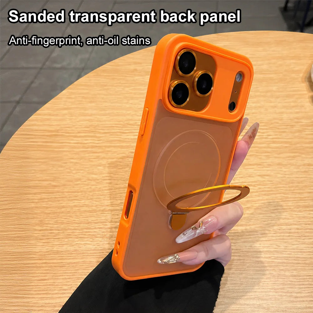 Luxury For Magsafe Wireless Charge Case For iPhone 17 16 15 Plus 14 13 12 11 Pro Max Camera Protect Magnetic Ring Bracket Cover