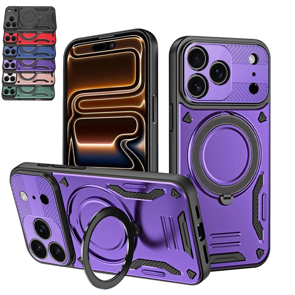 Case For iPhone 17 16 15 14 13 12 Pro Max Air 16e 16 15 14 Plus colorful Ring Bracket Magnetic Holder Cover Shockproof Armor