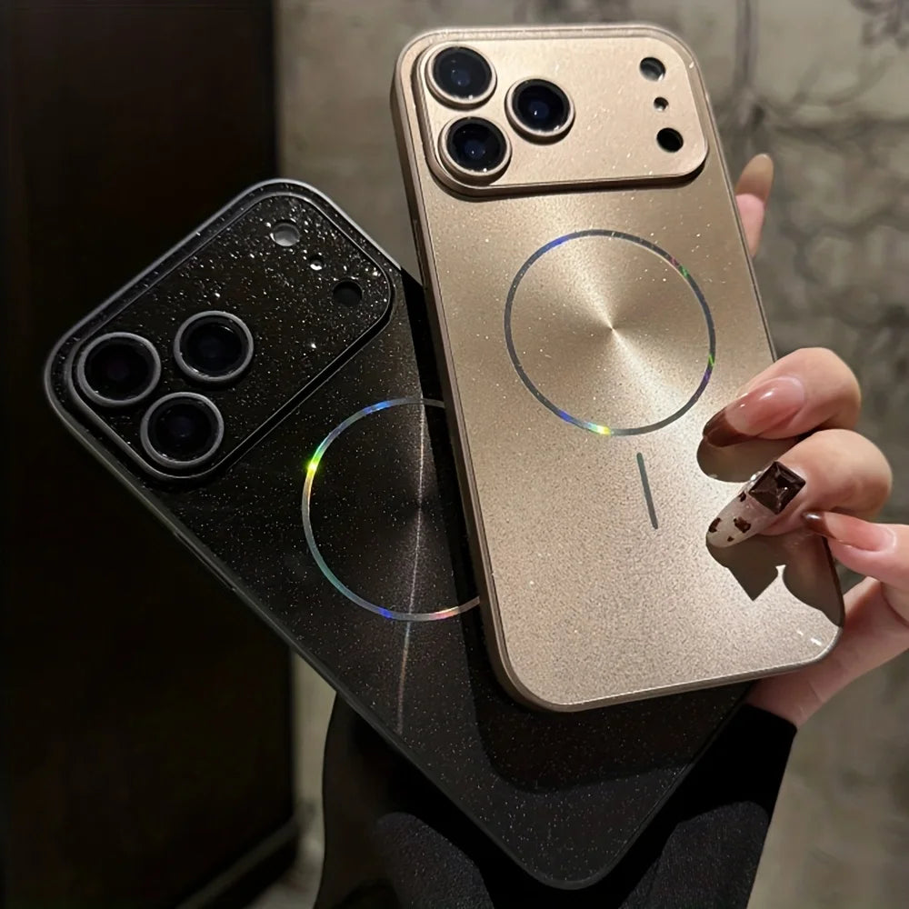 Glitter Aurora Glossy for Magsafe Magnetic Phone Case for IPhone 17 16 15 14 13 12 11 Pro Max Full Lens Protection Back Cover