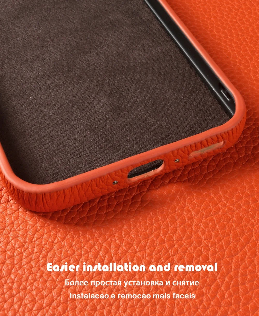 Litchi Genuine Leather Case For Oneplus 15 13T 13S 12 13R 11R 10 Pro Luxury Full Covered Phone Cover Back Protect Coque Fundas