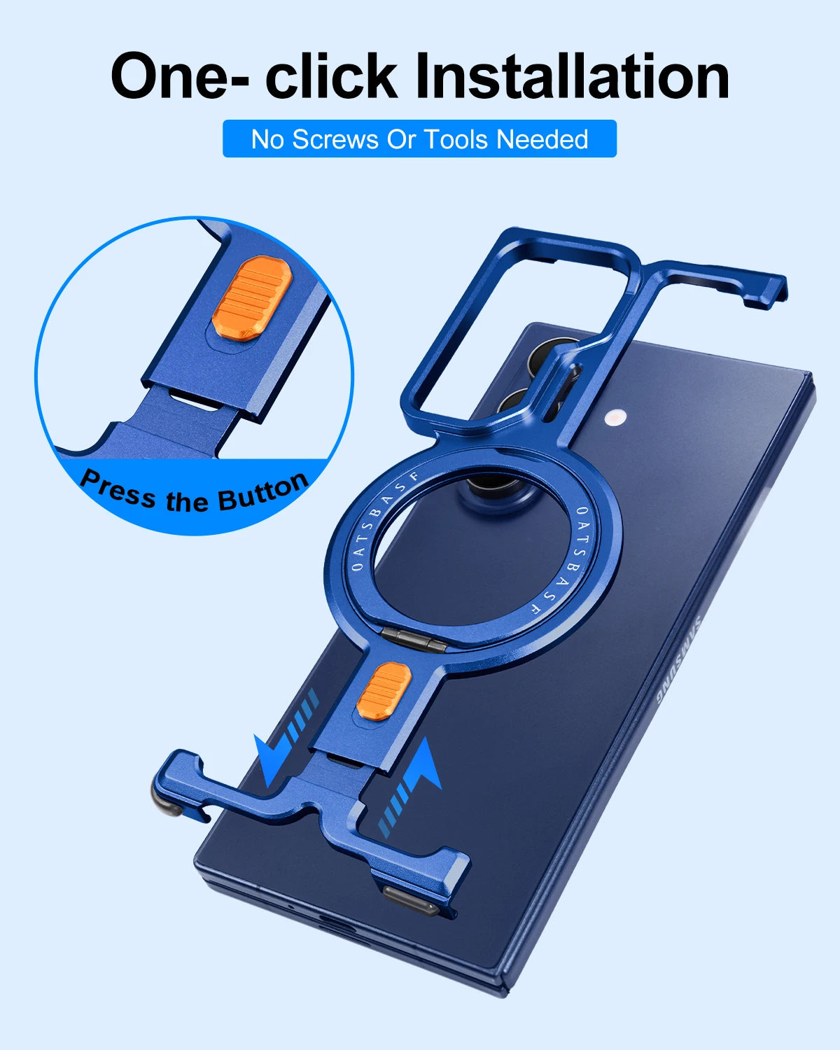Oatsbasf Magnetic Phone Case for Samsung Galaxy Z Fold 7 with Stand 360°Rotatable Wireless Charging Metal Frameless Bumper Cover