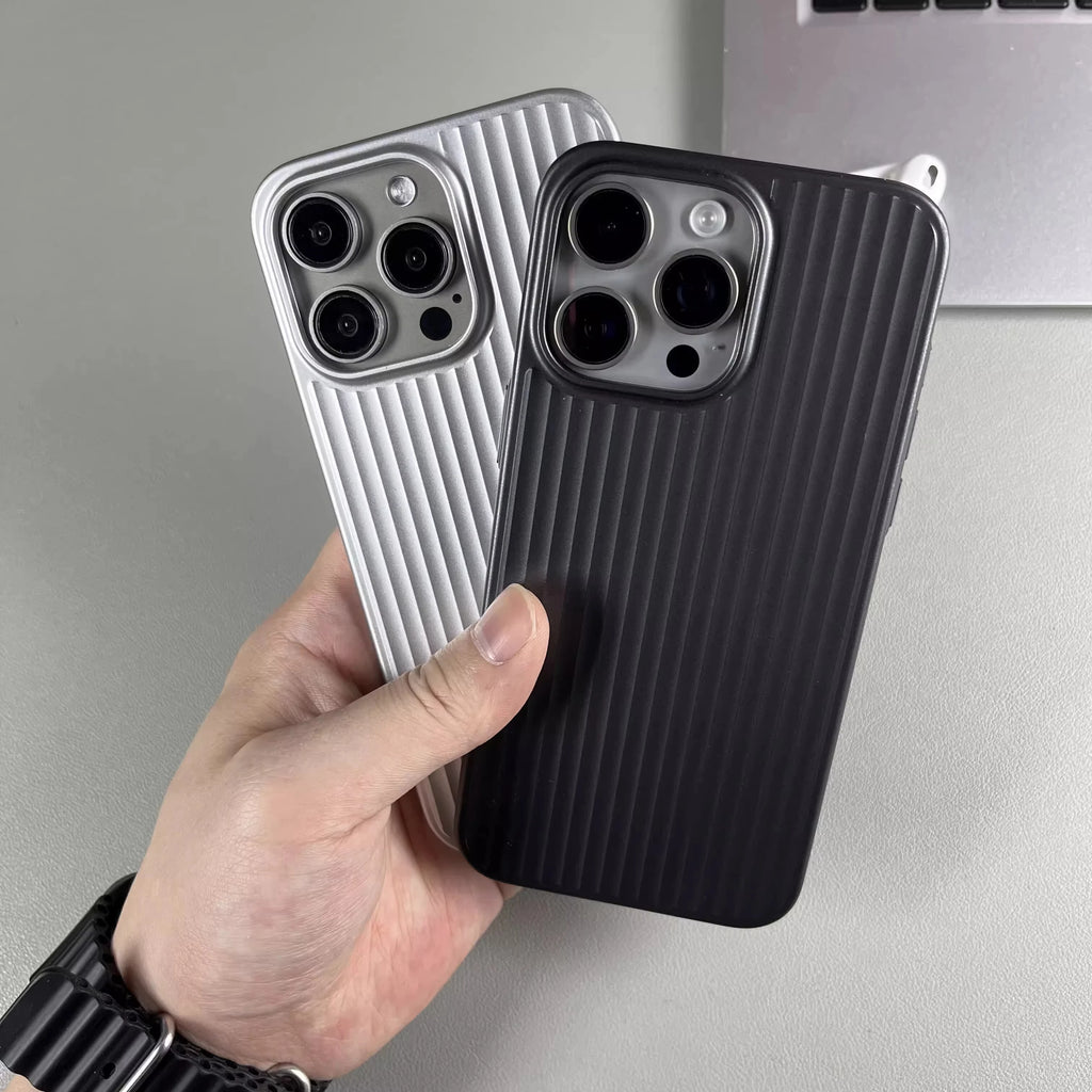 bend wave phone case for iphone 16 15 14 plus 13 12 11 pro max cover Luxury Anti drop funda luggage plating cases carcasa