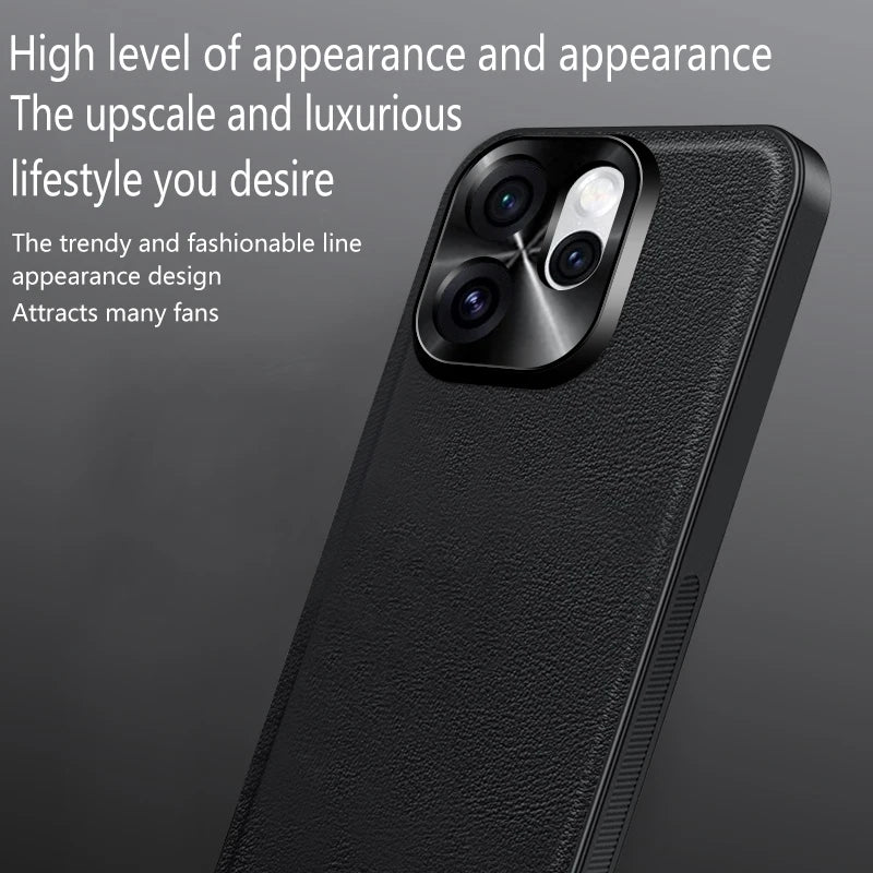 Luxury PU Leather Anti-Slip Border Shockproof Phone Case For OPPO Reno 15 Pro 13 12 11 10 9 8 14 Pro Plus F A5 A6 Pro Back Cover