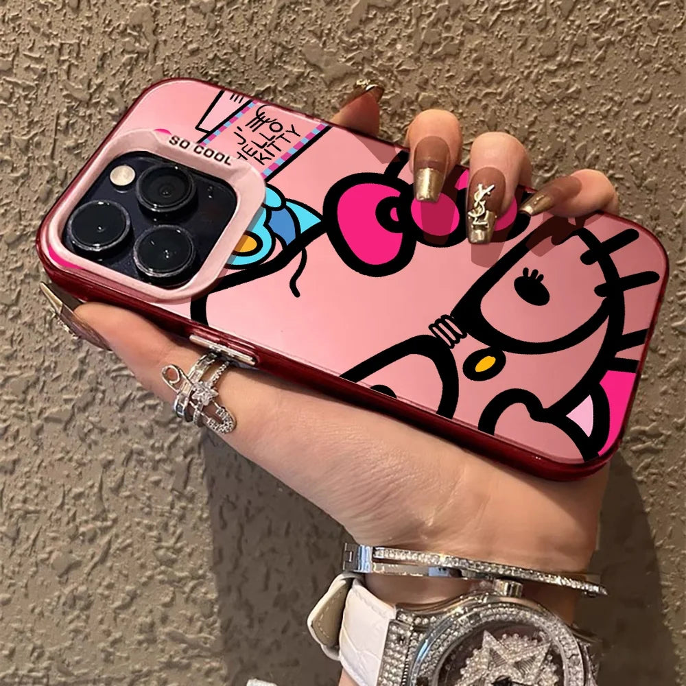 Sanrio Cartoon Hello Kitty Phone Case for iPhone 17 Pro 16 15 14 ProMax XR X XS 7 8 13 14 Pro Max 15 Plus Matte IMD Laser Cover