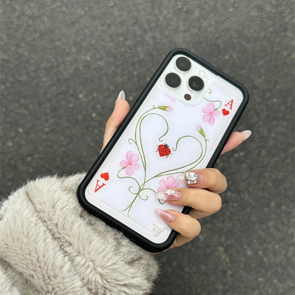 Wildflower Bluebelle Dreams Cherry Phone Case For iPhone 17 16Pro Max 15plus 14 12 13 Lila Moss Dreamy Hearts WF 3D Poker Cover