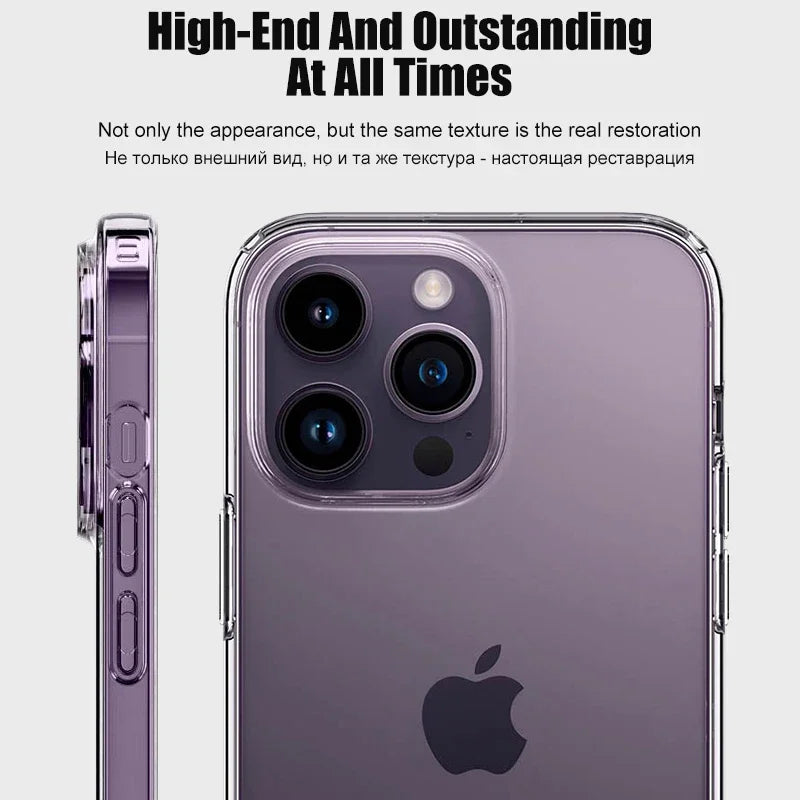 Luxury Clear Phone Case For iPhone 16 15 14 13 12 11 Pro Max XR X XS 7 8 Plus Shockproof Transparent Bumper Back Cover