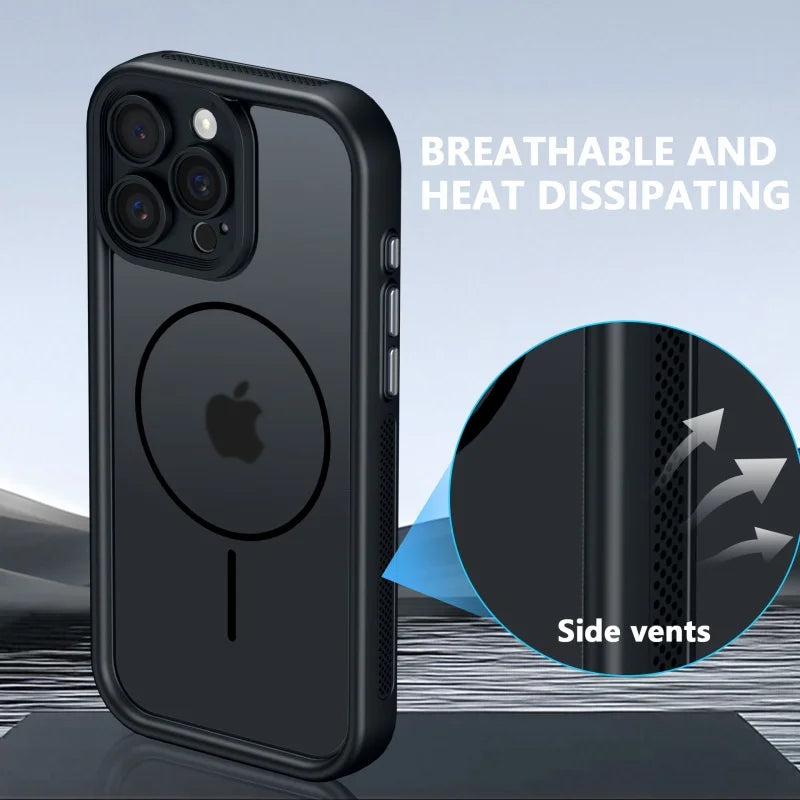 For iPhone 17 Pro Max Luxury Frosted Transparent Magsafe Magnetic Phone Cover For iPhone Air 16 15 14 Plus 13 Shockproof Case