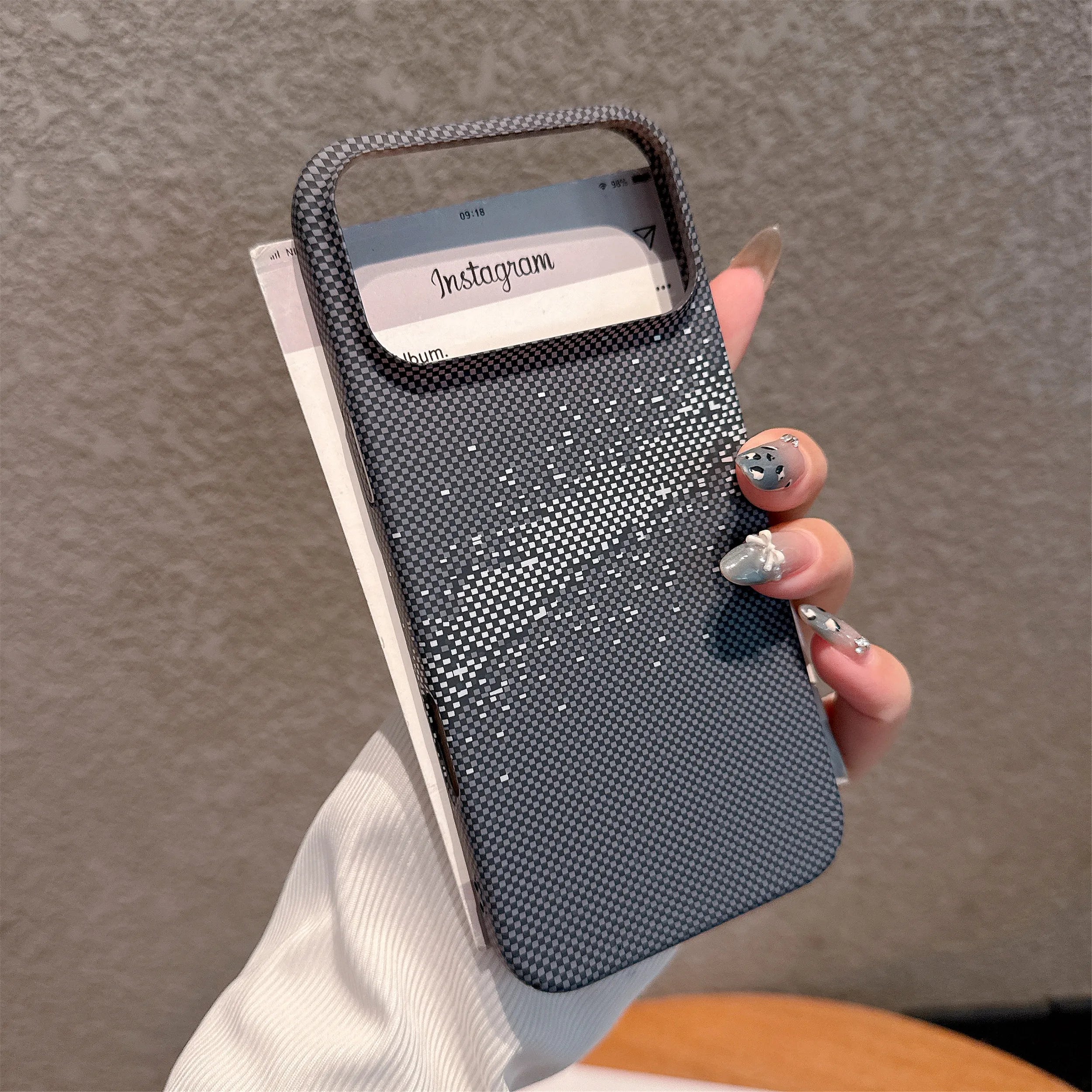 Luxury UltraThin PC Carbon Fiber Kevlar Texture Phone Case For iPhone 17 Air 16 15 14 13 12 Plus Pro Max Full Frame Bumper Cover