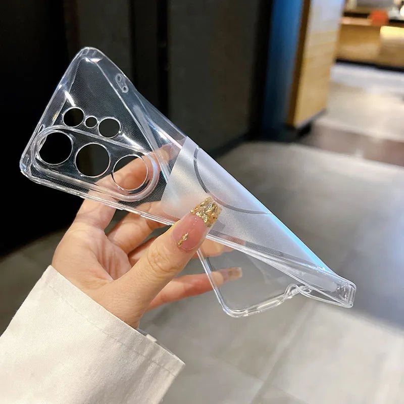 for MagSafe Translucent Case for Samsung Galaxy S26 Ultra S25 S24 S23 Plus FE S22 Full Camera Lens Protection Wireless Charging