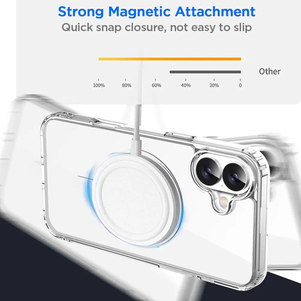 Original Magnetic Transparent Phone Case For iPhone 17 Air 16 15 14 13 12 11 Pro Max Plus 16e E Magsafe Silicone Cover Funda