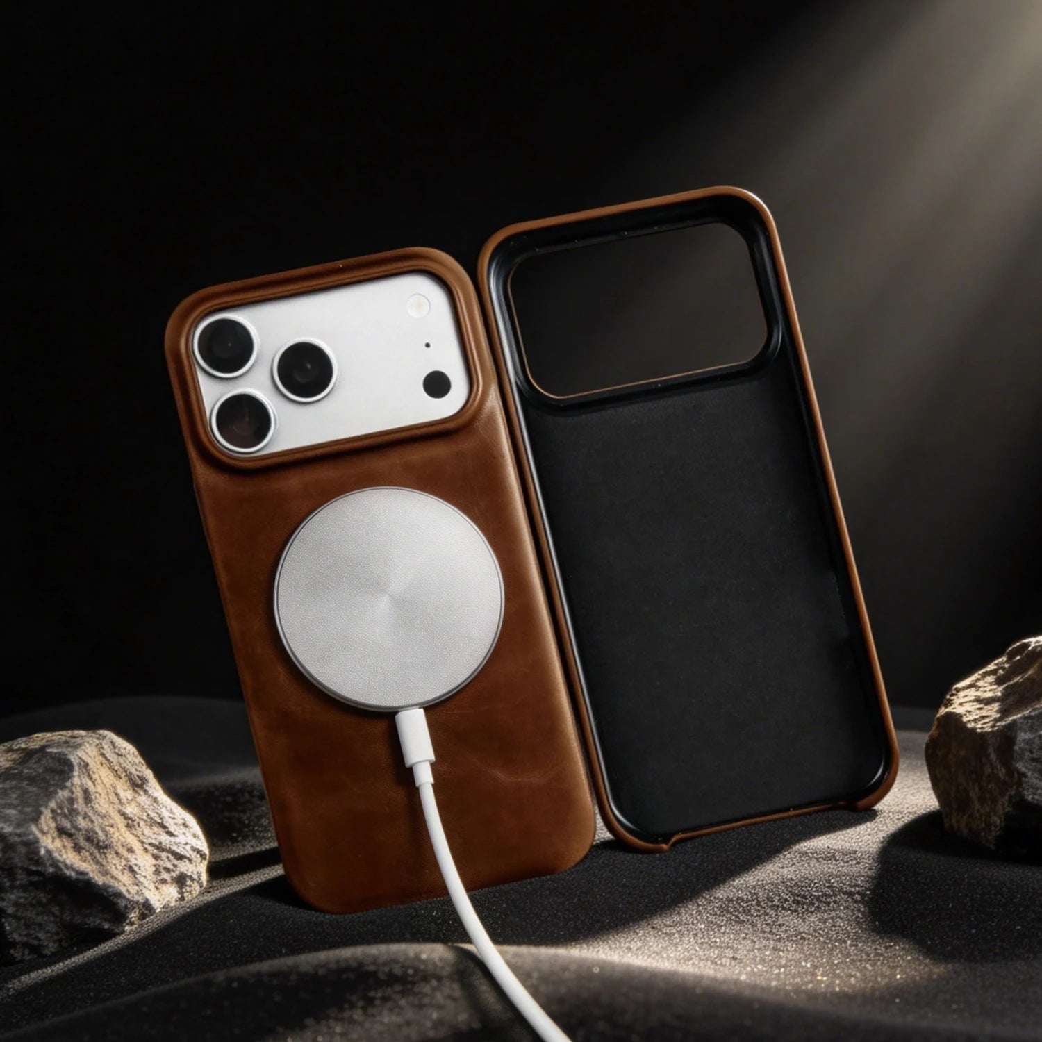 Magnetic Genuine Leather Case For Iphone 15 16 17 Pro Max Phone Case For Magsafe Wireless Charging Back Cover 15Pro 17Pro Max