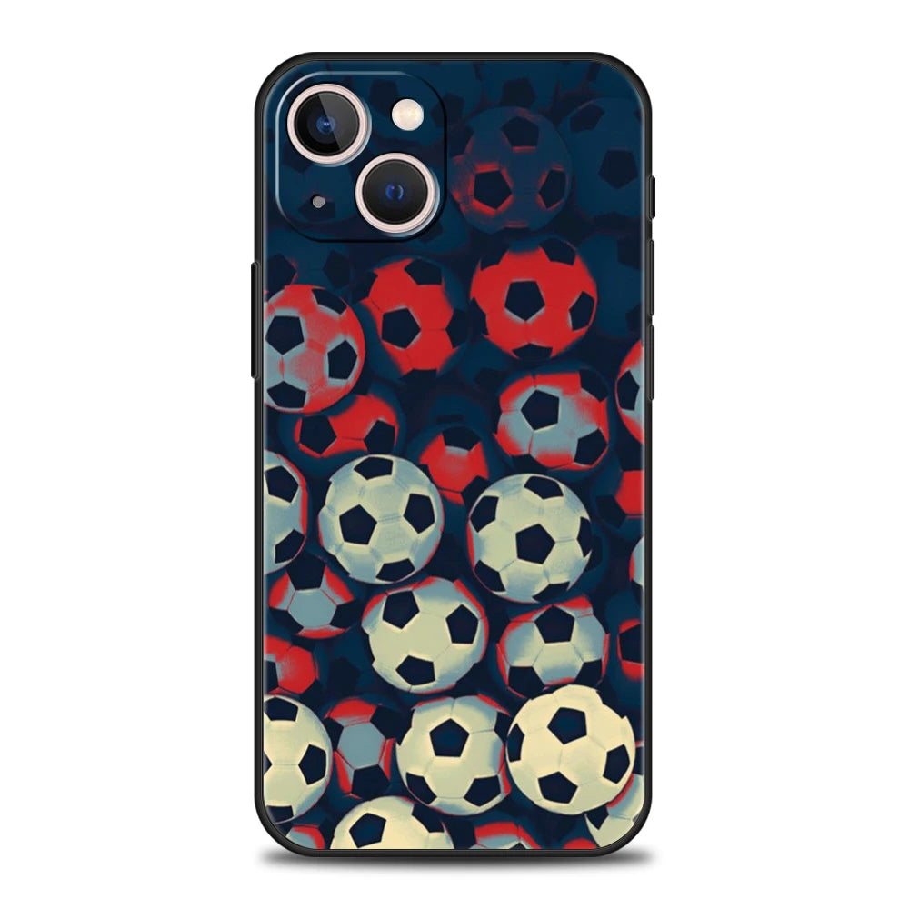 Football Sport Soccer Phone Case Cover for iPhone 16 15 14 13 12 Pro Max XR XS 11 7 8 Plus Shockproof Silicone Soft Shell Bag