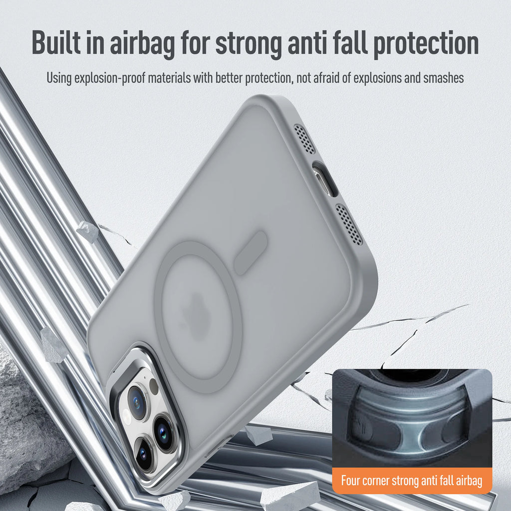 Metal Lens Stand Magnetic For Magsafe Case For iPhone 17 Air 16 15 14 13 12 Mini 11 Pro Max Plus Matte Wireless Charge Cover