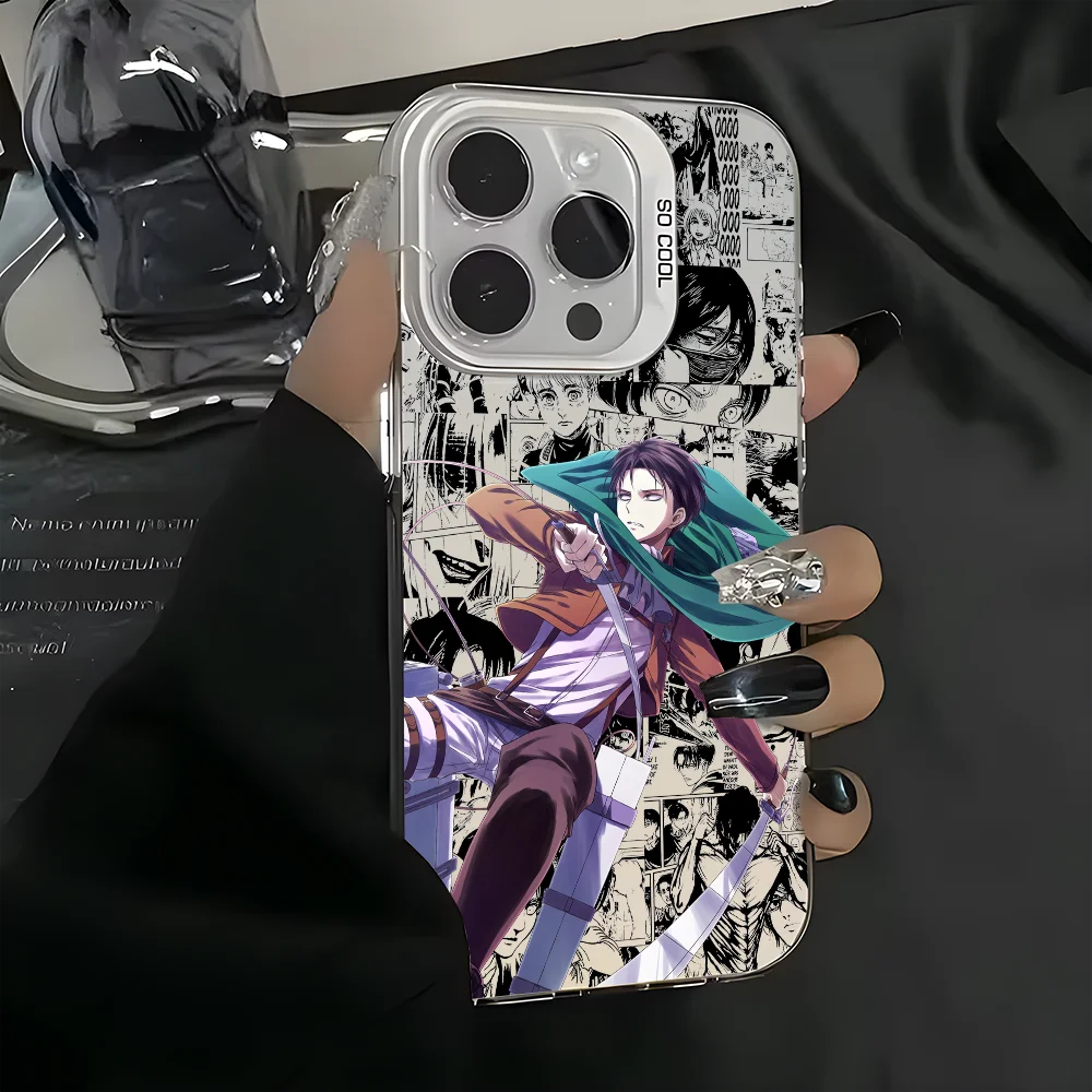 Anime L-Levi A-Ackerman Phone Case For iPhone 16 15 14 13 12 11 Pro Max Black Matte Multicolor Laser Metallic Aurora Cover