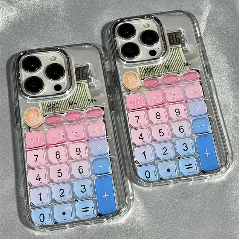 Space Neon Calculator Pattern Phone Case For iPhone 17 16 Pro Max 16E 17E 15 14 13 12 11 X XR XS 7 8 Plus Air Shockproof Cover