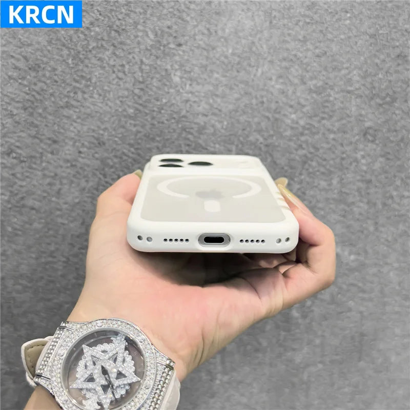 Magnetic Full Lens Protection Matte Translucent Case For iPhone 17 16Pro 17Pro 17Pro Max Touch Camera Button For Magsafe Cover