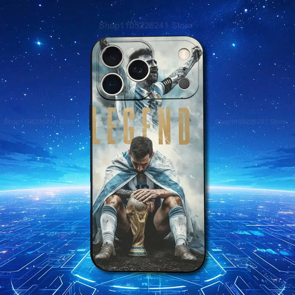 Football M-MesSI-S-M10 Cool For iPhone 13,17,11,12,16,14,15,Plus,Pro Max,XS,X,XR,SE,Mini,8,7,Soft Silicone Black Phone Case