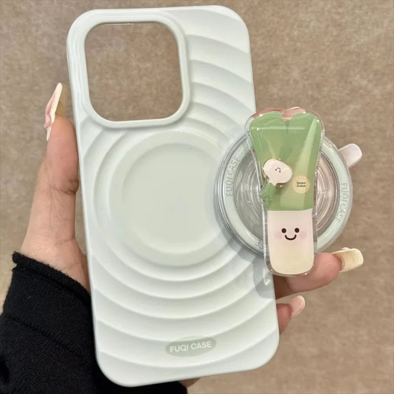 New Korean Cute Dog Onion Rotation Magnetic Magsafe Griptok Grip Tok for IPhone 17 Case Stand Wireless Charger Holder