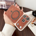 Leather Magnetic Big Windows Phone Case For iPhone 17 13 14 15 16 Pro Max Air 17Pro Magsafe Wireless Charging Protector Cover