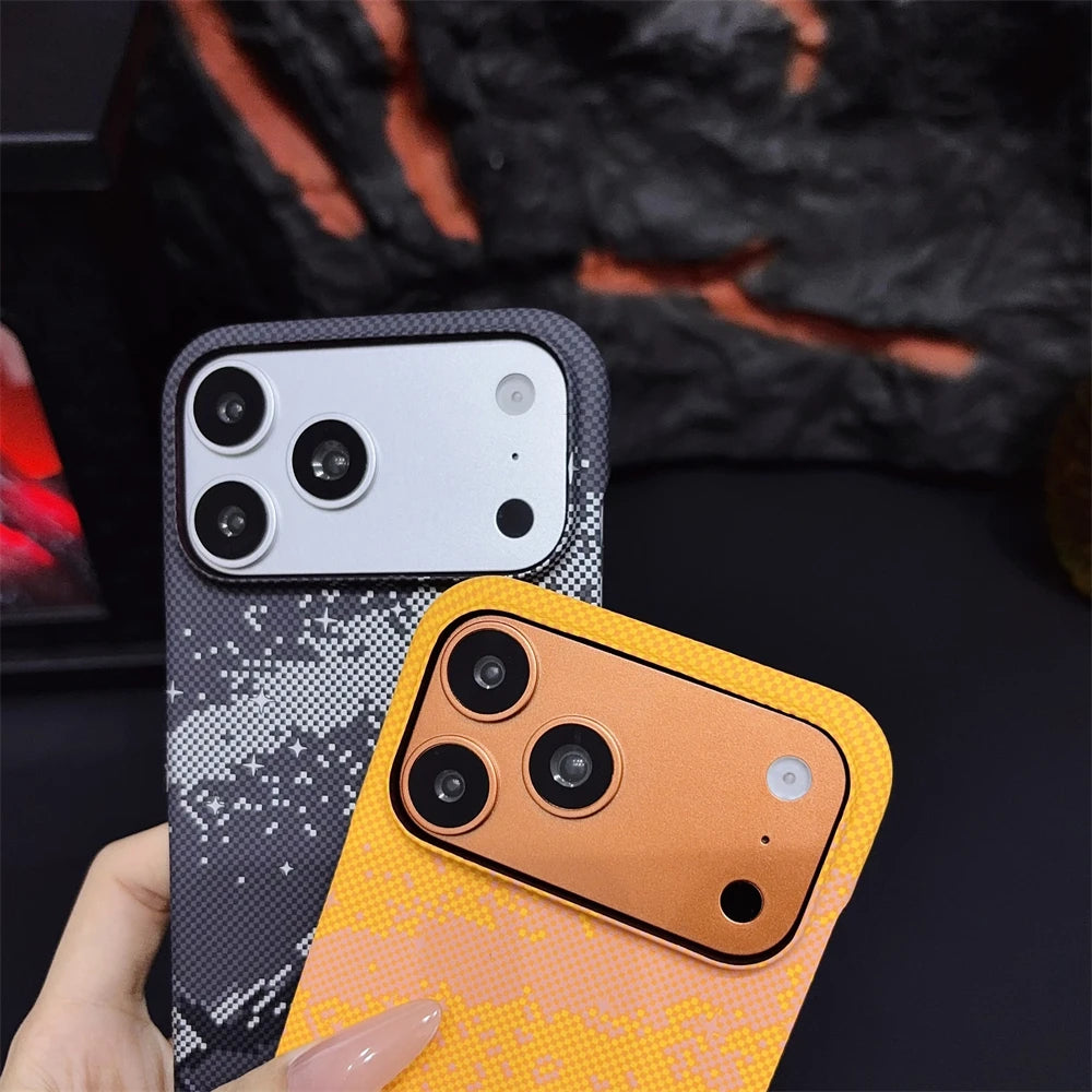 Kelvar Carbon Fiber For Magsafe Case for iPhone 17 16 15 14 13 Pro Max AIR With Lens Frame Ultra Thin Hard Shockproof Back Cover