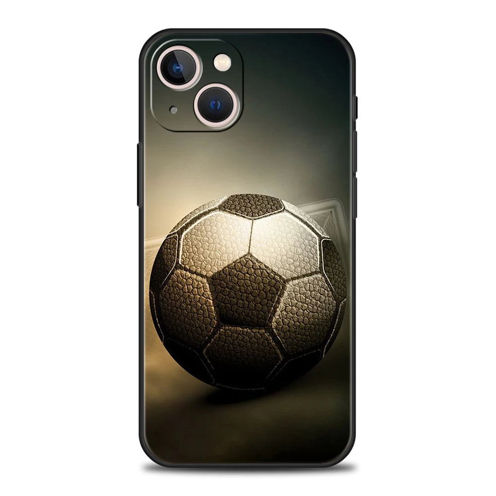 Football Sport Phone Case Cover for iPhone 15 14 13 12 Pro Max XR XS X 11 7 8 Plus SE 2020 13 Mini Silicone Soft Shell Capas Bag