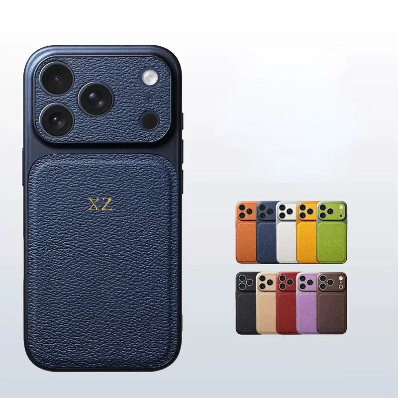 Personalise Gold Silver Initials Letter Leather Case For Iphone 15 14 13 17 pro max 14 16 Plus 17air Luxury Lens Protextion Case