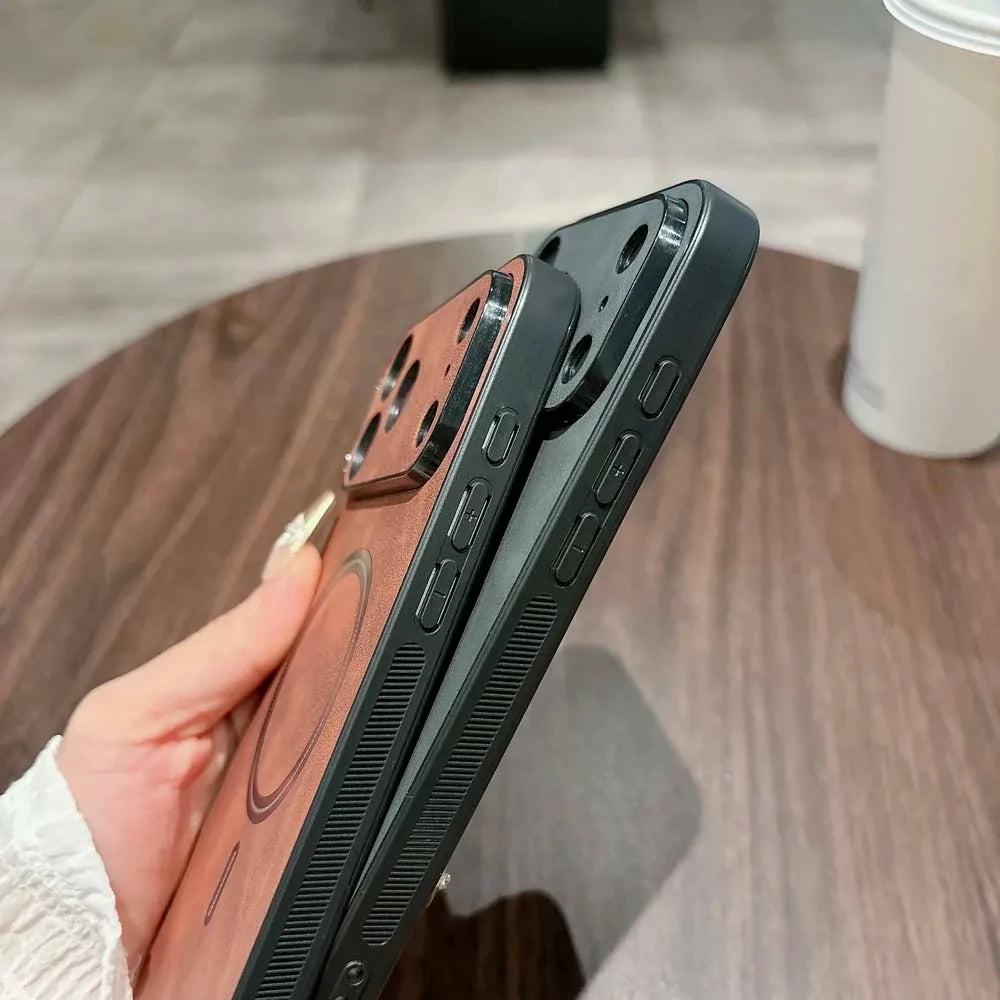 For Magsafe Leather Shockproof Phone Cases For iPhone 17 16 15 14 13 12 11 Pro Max 16e Plus Air Magnetic Wireless Charge Cover