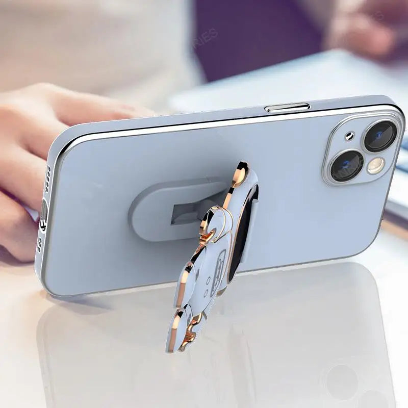Astronaut Holder Luxury Plating Case For Iphone 14 Plus 12 11 13 Pro Max Mini X Xs Xr 14plus Iphone14 14pro Silicone Stand Cover