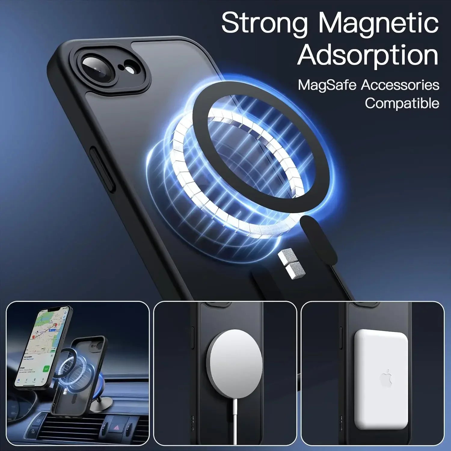 For Magsafe  Matte Clear Magnetic Wireless Charge Shockproof Cover Case For iphone 17 16E 16 15 14 13 Pro Max Plus Case