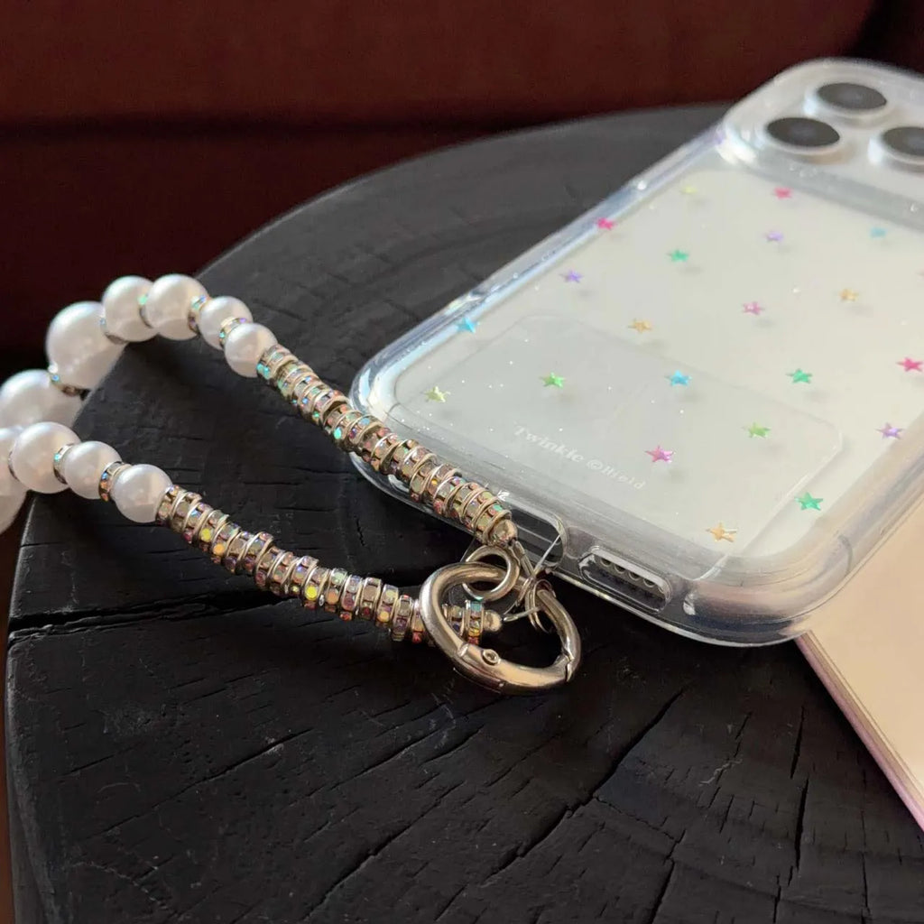 Glitter shiny stars imd shell back cover for iphone 17 16 pro max 13 14 15 promax ins protector phone case bracelet capa