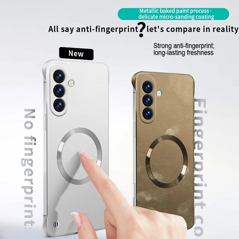 Ultra Thin Matte Metal PC Hard Frameless Magnetic Case For Samsung S26 S25 Edge S24 S23 S22 Ultra Plus FE A57 A37 A17 A56 Cover