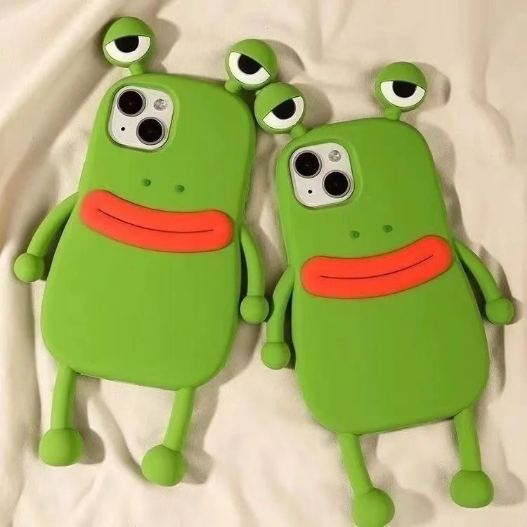 Funny Cute 3D Frog Soft Silicone Case protection For iPhone 14 13 11 12 15 16 17 Pro Max 6 7 8 Plus X XS Max Coque