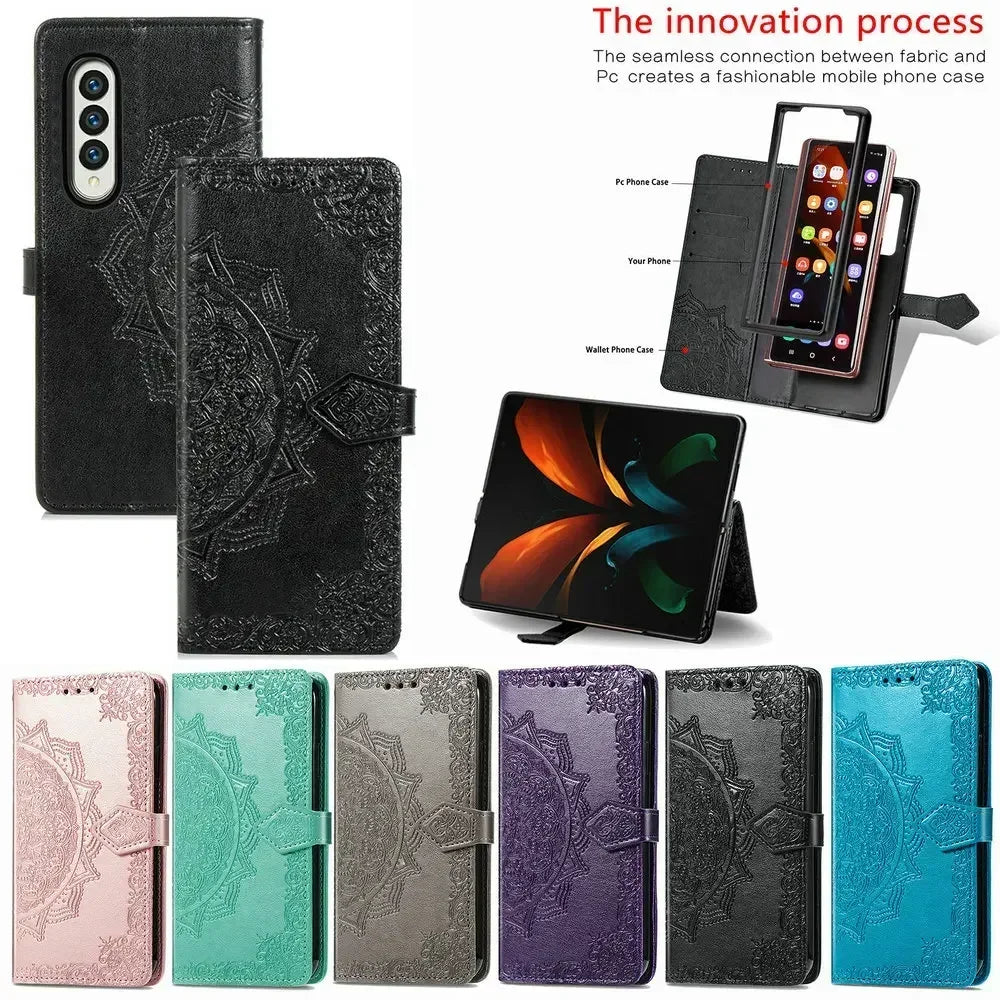 Butterfly Leather Etui for Coque Samsung Z Fold 4 2 Fold5 Fold6 Flip Case Samsung Galaxy Z Fold 3 5 6 Fold3 Wallet Cover Funda