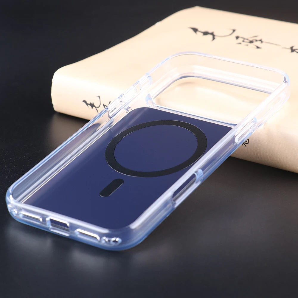 UGOjP Case For iPhone 17 Pro Clear Protective MagSafe Magnetic Phone Case Transparent Anti drop Solid Color Hard PC Back Cover