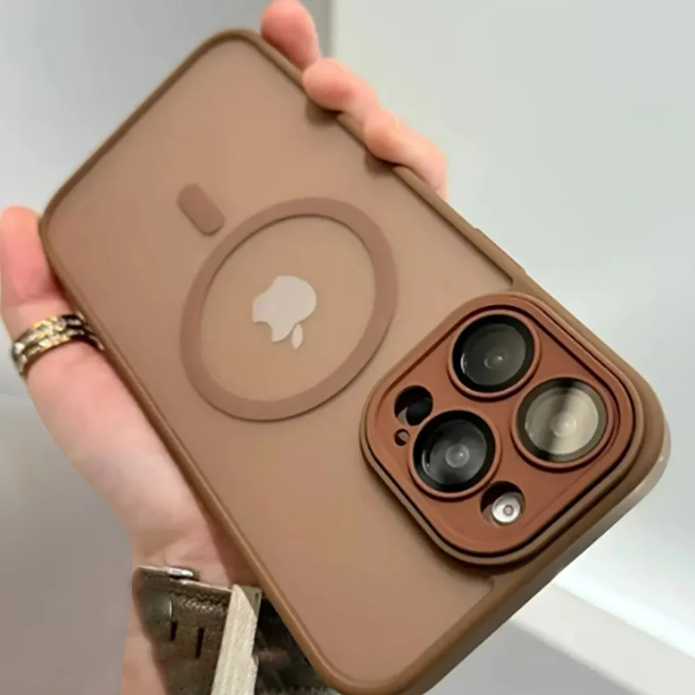 2024Magnetic Luxury Matte Translucent Shockproof Case For iPhone 16 Pro Max 15 14 13 12 11 Pro Max For Magsafe Wireless Charg