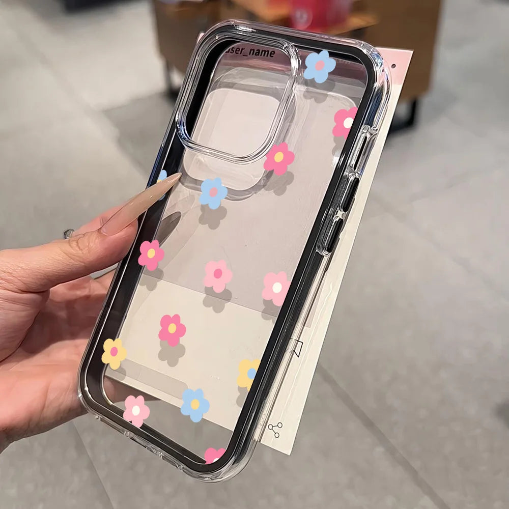 Transparent Flower Phone Case For Samsung S26 Ultra S25 A57 A56 A35 A36 A37 A26 A16 A17 A07 A06 A05 2 IN 1 Shockproof Soft Cover
