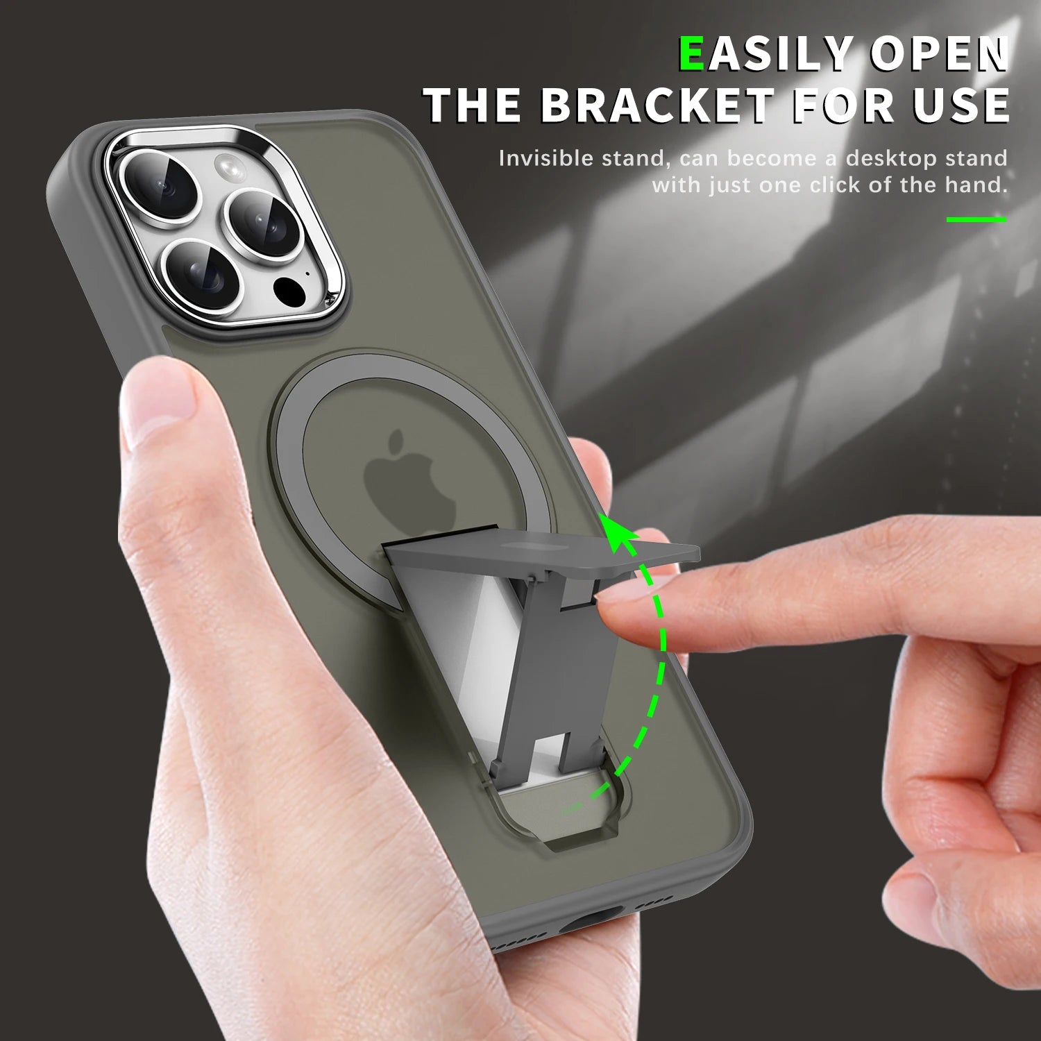Phone Case for iPhone 16 Pro Max 15 14 11 12 13 For Magsafe Magnetic Stand Invisible Support Hard Anti-fall Matte Back Cover