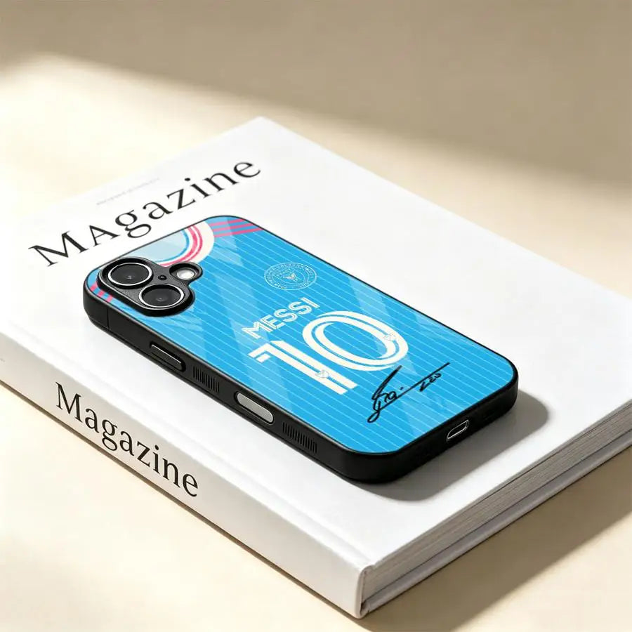 Phone Cover Glass Case for iPhone 17 Pro Max XR 11 15 Plus 14 8 12 Air 16 13 FootBall Number 10