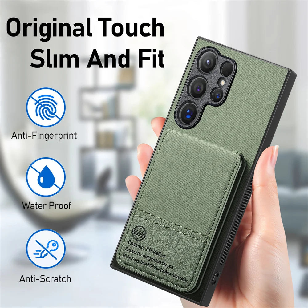 RFID-blocking Wallet with Card Holder Phone Case for Samsung S25 S26 Ultra S24 S23 S22 Plus S21 FE A17 A07 A37 A57 A36 A56 Cover