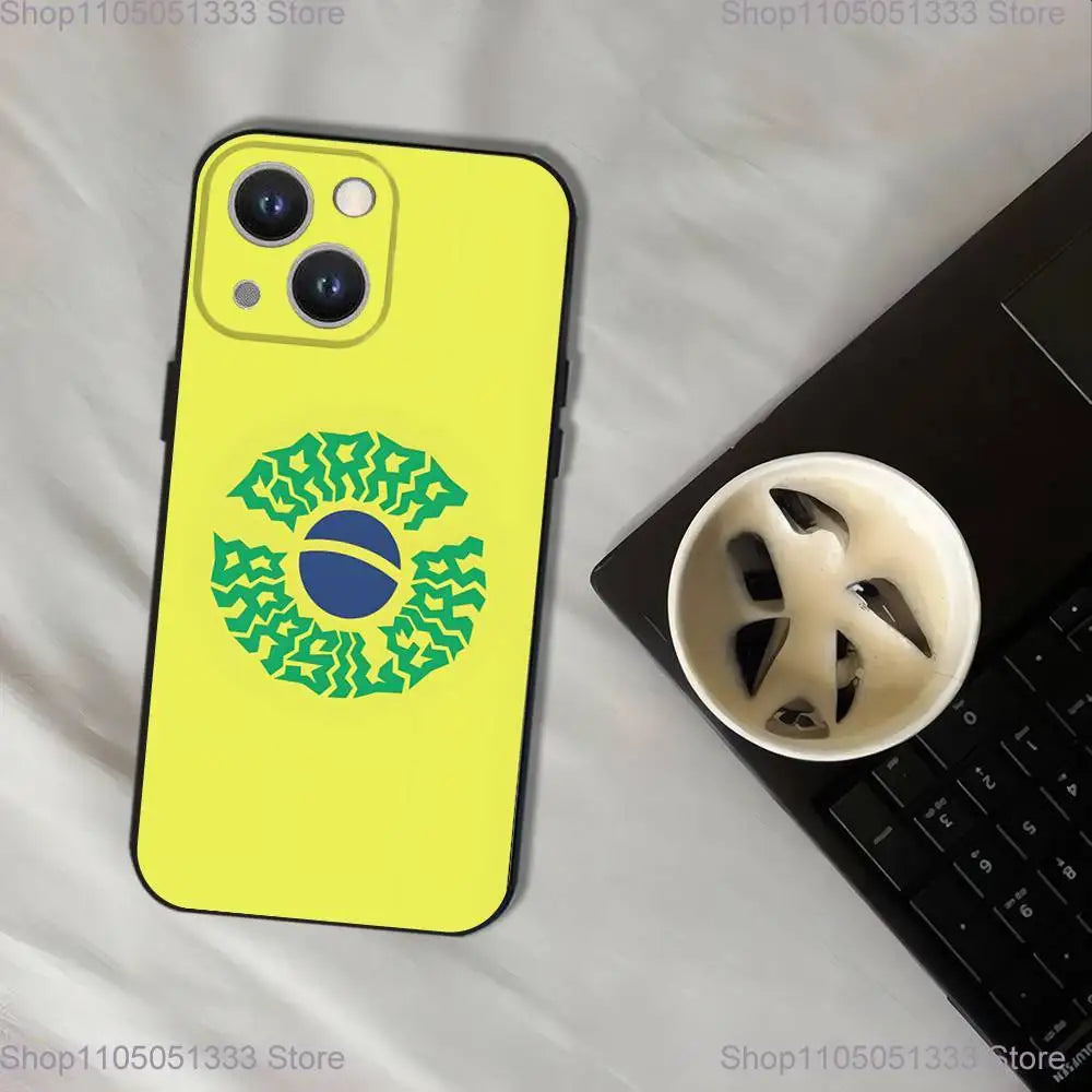 Brazil Brazilian Flag Phone Case For iPhone 17,16,15,14,13,12,11,Pro,XS,Max,XR,Plus,E,SE4,Mini Black Soft Cover