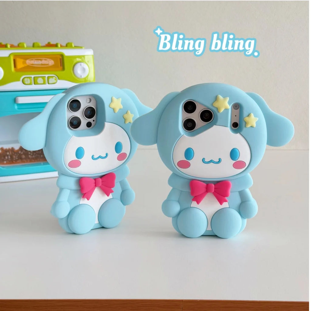 Cute Cartoon 3D Cinnamoroll Silicone Phone Case For iphone 17 13 Pro Max 16 15 14 Plus Sanrio Shockproof Protective Soft Cover