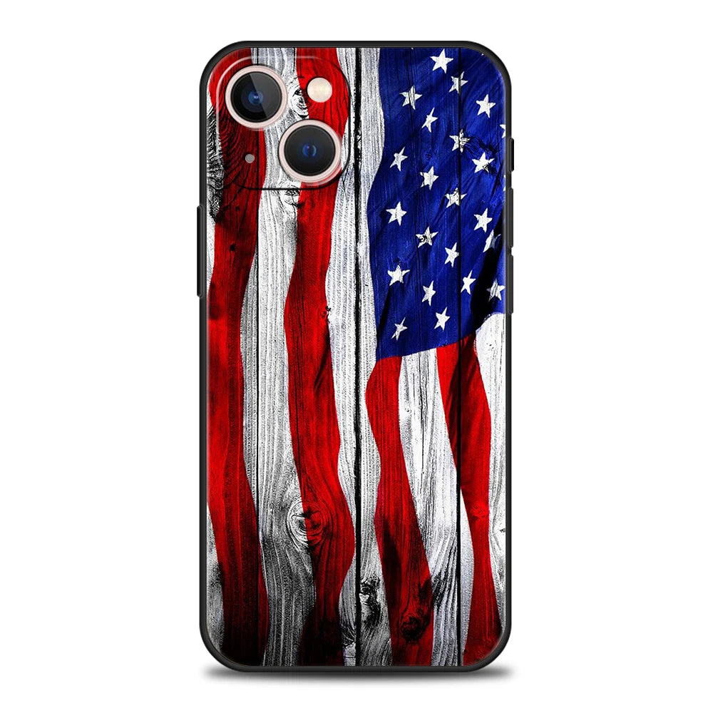 American United States Flag Phone Case Cover for iPhone 16 15 14 13 12 Pro Max XR XS 11 7 8 Plus Shockproof Silicone Soft Shell